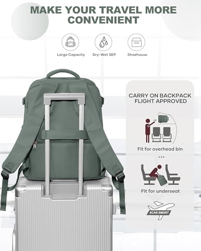 Image of coowoz Travel Backpack Carry On for Women Man Gym Backpack with Laptop Compartment Mochila de Viaje Teacher Personal Item Backpacks Rucksack Airplane Accessories Must Haves Olive Green Small