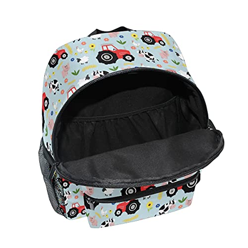 Custom Farm Animals and Trucks Pattern Kid's Toddler Backpack, Personalized Backpack with Name/Text, Customization School Bag3