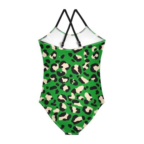 Leopard Green Girls One Piece Swimsuit Beach Swimwear 208617932