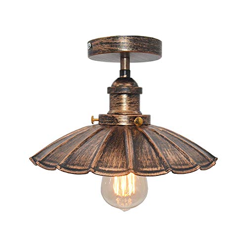 Huahan Haituo plafond lumière moderne Vintage industriel métal noir Bronze Loft Bar plafond lumière ombre Retro pendentif Light(StyleB,Balayage d'or)