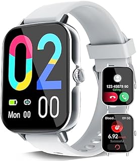 Smartwatch mit Blutzuckermessung und Telefonfunktion, 1,91" Fitness Tracker mit Körpertemperatur Glucose Herzfrequenz Blutdruck SpO2, Blutzucker Messen Ohne Stechen Smartwatches Sportuhr, Silber