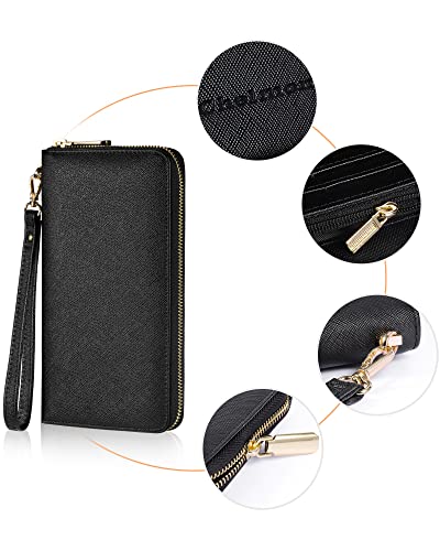 Chelmon Large Capacity Womens Wallet Leather Rfid Blocking Purse Credit Card Clutch(Ch Black) #TOP7