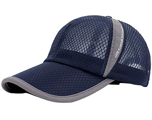AIEOE Mesh Cap Leichte und Schnelltrocknend Kappe Unisex Baseballcap Atmungsaktiv Outdoor Caps für Sommer Erwachsener Kappe - Navy Blau Cover