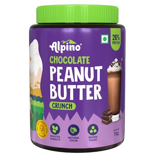 Image of ALPINO Chocolate Peanut Butter Crunch 1kg - Roasted Peanuts, Chocolate Paste & Brown Sugar - 26% Protein, Source of Healthy Fats