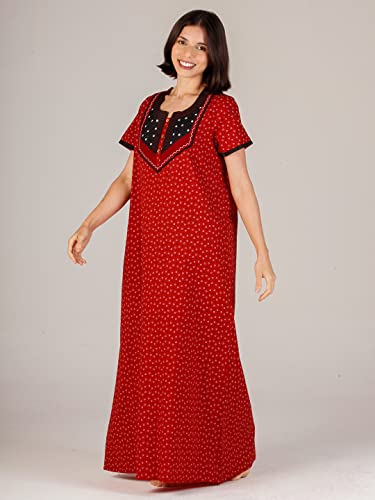 Image of Evolove Women's Cotton Long Maxi Night Gown Nighty Dress with Pocket & Stylish Button, Super Soft Comfortable (LNG-Button)