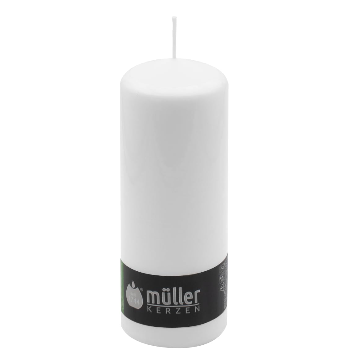 Müller Velas Grandes Columna - Juego de 6 velas de color Blanco - 68 x 180 mm - Larga duración de 60 horas - Cero antigoteo - Inodoro - Calidad RAL