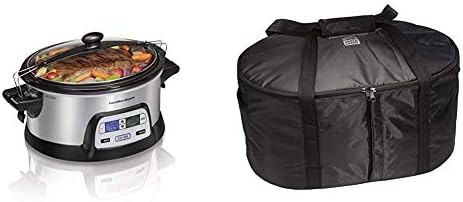 Hamilton Beach Stay or Go Portable 6-Quart Programmable Slow Cooker, Lid Lock (33861) and Hamilton Beach Travel Case & Carrier Insulated Bag (33002),Black Hamilton Beach Stay or Go Portable 6-Quart Programmable Slow Cooker, Lid Lock (33861) and Hamilton Beach Travel Case & Carrier Insulated Bag (33002),Black