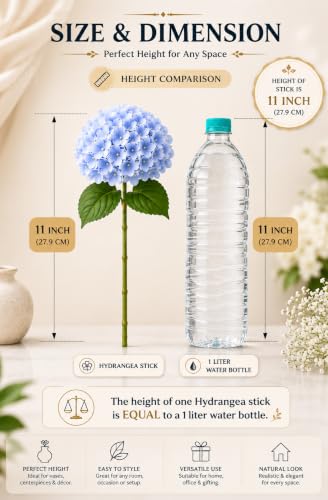 Image of Divyakosh 2 Hydrangea Flower Sticks (Vases Not Included), Artificial Flowers Bunch, Artificial Flower for Vase,Flower Bouquet Gift, Living Room Office Dining Table Centerpiece Home Decor