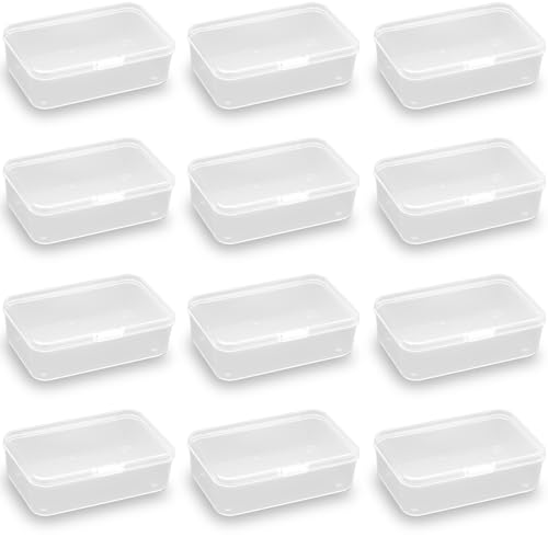 Image of 12 pcs Clear Plastic Box Containers (4.65 inch x 2.84 inch x 1.38 inch), Organizer Storage Box for Small items, Rectangular Storage Containers, Small Bead Organizer