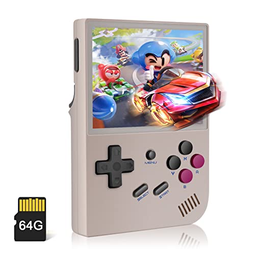 Anbernic Rg35Xx Handheld Game Console Retro Games Consoles With 3.5 Inch Ips Screen 64G Tf Card 5474 Classic Games 2100Mah Battery Support Linux, Hdmi And Tv Output Gray #TOP27