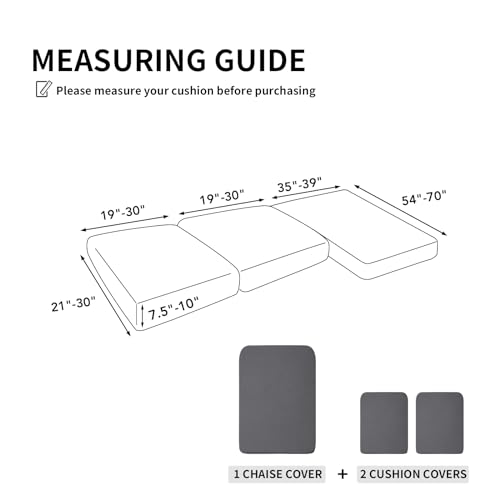 Image of Easy-Going Stretch 3 Pieces Couch Cushion Covers for Sectional Sofa L Shape