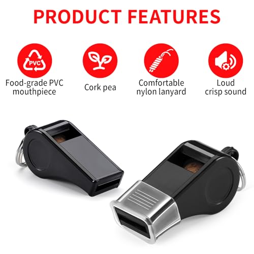 Image of SPORTIC Whistle，3 Pack Durable Plastic Whistles with Lanyards - Loud Crisp Sound for Coaches, Referees, Training, Emergencies, and Outdoor Activities