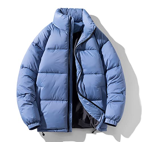 TIYRUS Jaqueta de algodão jaqueta masculina inverno solto cor sólida gola alta engrossada cardigan r