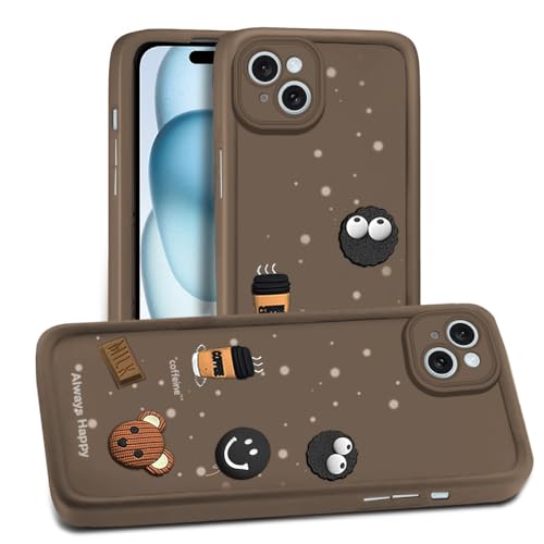 Image of AESTMO Back Case Cover for iPhone 15 Back Cover | Cute Fun Cartoon 3D Ball | Coffee Silicone Case | Full Body Protection | Camera Protection Back Cover for iPhone 15 (Brown)