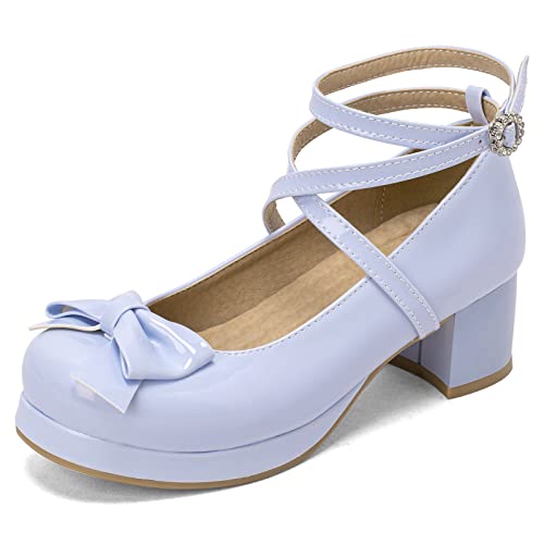 Mary Janes femme talon carré plateforme bleu taille 41 pour robe mariage