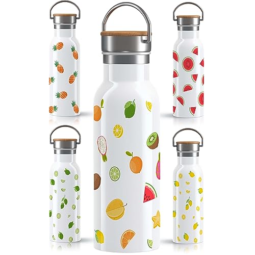 OWLBOOK Tropische Früchte Mix Trinkflasche Edelstahl Wasserflasche für Frauen Damen - Thermosflasche [600ml] - nachhaltige Sportflasche auslaufsicher schadstofffrei | BPA frei