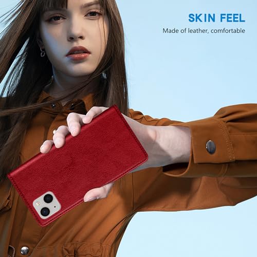 Image of ZZXX for iPhone 13 Mini Wallet Case Strong Magnetic 5.4 inch,Red