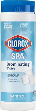 Clorox Pool&SpaTM Spa Bromine Tablets- Bromine Tablets for Spa & Hot Tub, Low-Odor Sanitization, Kills Bacteria, Restores Water Clarity, Slow-Dissolving, 1.5LB Pack of 1