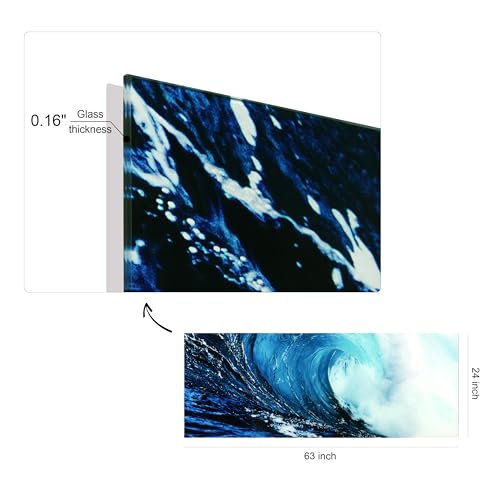 Empire Art Direct Blue Wave 2 Frameless Free Floating Tempered Glass Panel Graphic Wall Art, 24" x 63" x 0.2", Ready to Hang - Image 5