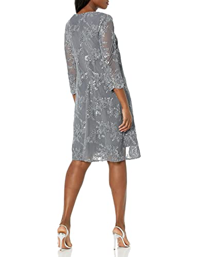 Image of Alex Evenings Womens Midi Scoop Neck Shift Dress with Jacket (Petite and Regular)