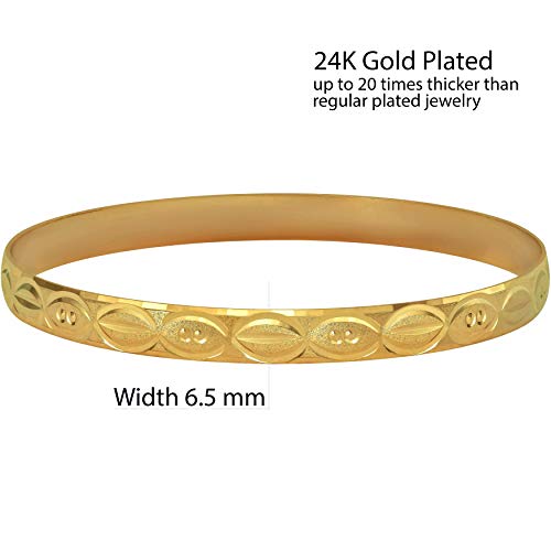 LIFETIME JEWELRY 6.5mm Bangle Bracelet 24k Real Gold Plated for Women4