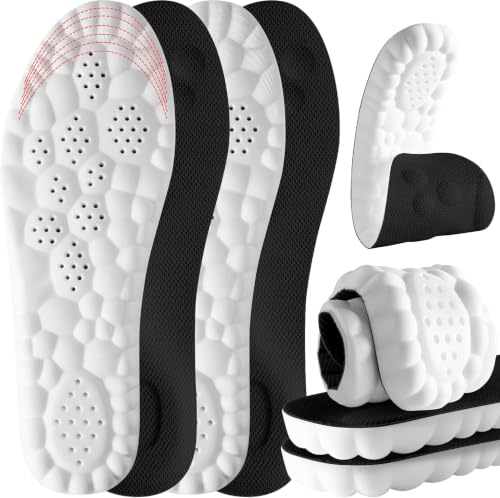 Image of 2 Pair Black 4D Cloud Steppers Insoles for Men and Women - Shock Absorption Inserts, Soft Anti-Fatigue, Relieve Foot Pain, Memory Foam Insoles for Shoes, Boots & Sneakers (Black & Black)