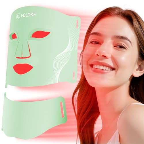 Image of Red Light Therapy for Face, LED Light Therapy Mask Skin Care Mask & Neck, LED Red & NIR Light Therapy Wavelength for Home Use, Working Travel Yoga Sleep green