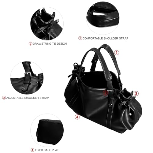 Image of JINMANXUE Woven Tote Bag For Women,Travel Shoulder Bag, Large Hollow Beach Soft Satin Handbags Hand-woven Satchel Clutch (Obsidian Black)