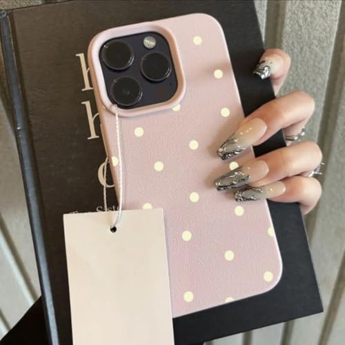 Coque de téléphone à pois pour iPhone 14 Pro rose anti-rayures