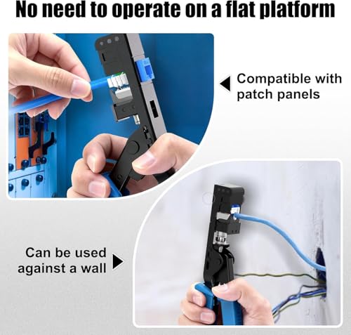 Image of XIKKART 90 RJ45 Keystone Jack Crimping Tool - Speed Termination Punch Down Tool for CAT5 CAT5e CAT6 CAT6A Ethernet Cable, Modular Keystone Jack Crimper for Patch Panels & Wall Plates (760B)