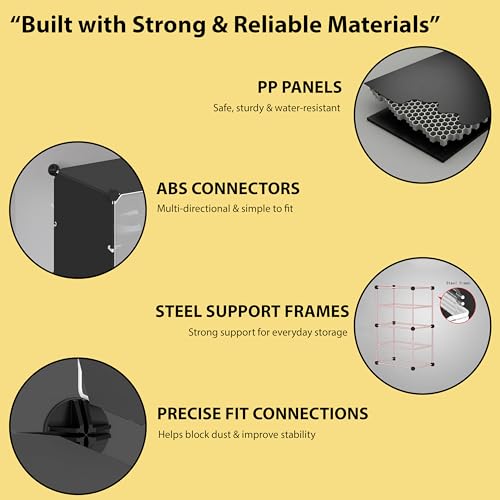 Image of ALOXE DIY Foldable Shoe Rack | 4 Layer Plastic Shoes Rack with Door Cover | Multipurpose Stand for Home & Entryway (Black)