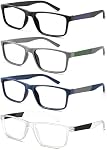 Reading Glasses Men Blue Light Blocking Stylish Lightweight Square Computer Readers Glasses Comfortable Spring Hinges