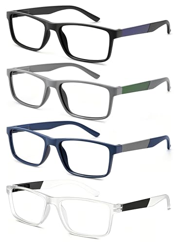 HAPJOYS Reading Glasses Men Blue Light Blocking 0.75 Stylish Lightweight Square Computer Readers Glasses Comfortable Spring Hinges Reduce Eyestrain/Anti UV