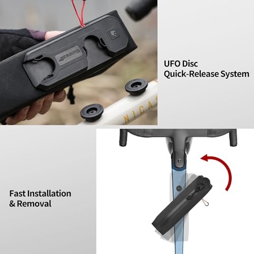 Waterproof Bolt-On Bike Top Tube Bag, FSB Quick Release Hard Shell Frame Bag, Slim Aerodynamic Cycling Storage with Charging Port for Road Mountain Gravel Bikes — view 4