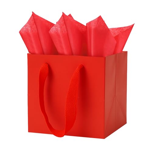 Sacs cadeaux rouges de 20 cm pour sublimer vos tables de Noël et anniversaires