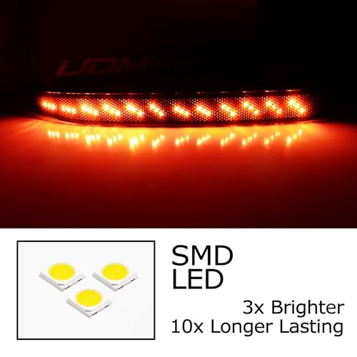 iJDMTOY Black-Out Smoked Lens Full LED Lower Bumper Reflector Lights Compatible With 2016-2017 Honda Accord Sedan, Function as Tail, Brake, Rear Fog Lamps & Sequential Blink Turn Signal - Thumbnail 2