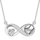 Fenthring Softball Baseball Necklace for Women 925 Sterling Silver Infinity Softball Baseball Necklaces Womens Mothers Day Christmas Gifts Jewelry