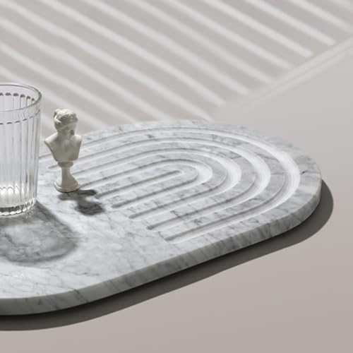 Tabla de cortar ovalada de mármol blanco 16.5x9.8 pulgadas miniatura 6