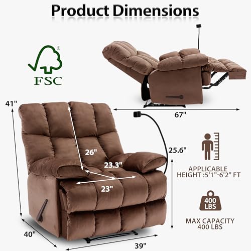 Sillón reclinable manual marrón amplia miniatura 2