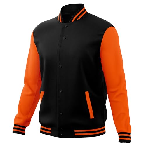Image of KXK Men's Fashion Varsity Jacket Causal Cotton Letterman Baseball Bomber Jacket Lightweight Coat