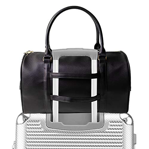Weekender Carry Bags Vegan Leather Travel Shoulder Tote Trolley Luggage Sleeve Duffle (Black-04)
