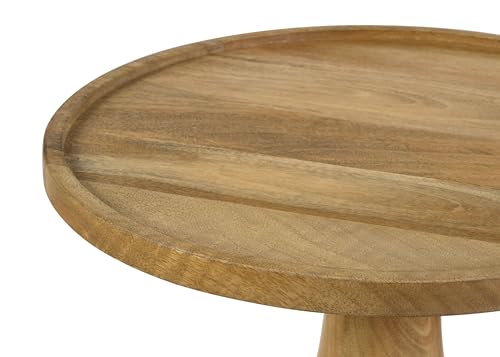 Coaster Home Furnishings - Ixia - Solid Mango Wood - 20-Inch Round Accent Side Table with Pedestal Base and Square Top Edge - Living Room and Bedroom - Natural - 915105 by Coaster Fine Furniture - Image 3