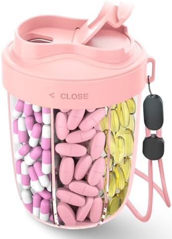 Tablettenbox 7 Tage Morgens Mittags Abends | Rund mit 7 Großen Fächern & Anti-Verwechslungs-Design | Breite Öffnung, BPA-frei & Tragbar | Für Medikamente, Vitamine, Fischöl usw（Ros