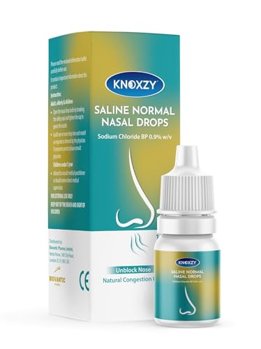 Knoxzy Saline Nasal Drops – Suitable for Children – Instant Relief for Blocked Nose & Sinuses (10ml) (10 ml, 1, Count)