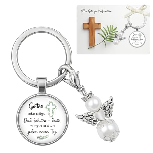 JOYEASE Konfirmation Geschenk Schutzengel Schlüsselanhänger mit Karte Konfirmationsgeschenk Mädchen Jungen