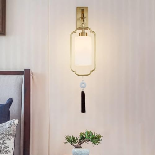 Lampe zen d'éclairage pour le salon, applique murale en cuivre style asiatique