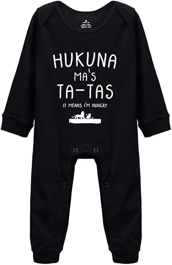 Hukuna Mas Ta Tas Baby Funny Joke Lion Milk Hungry Present King Body Suit 0-24 Months White Short Sleeve