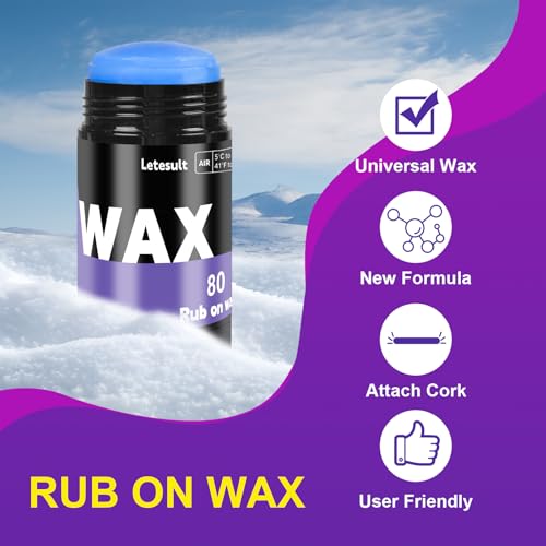 image for letesult 80G Rub On Ski Snowboard Wax, Universal Temperature Wax with 