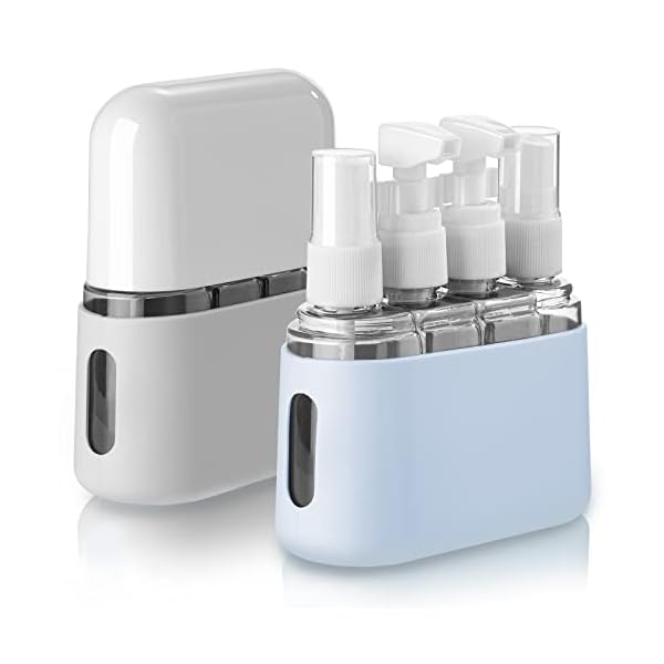 8 Pack Travel Bottles Set for Toiletries, TSA Approved Travel Containers, 50ml/2oz Leak Proof Travel Size Accessories with Label and Storage Box, Perfect for Business or Personal Travel Use, Blue Grey