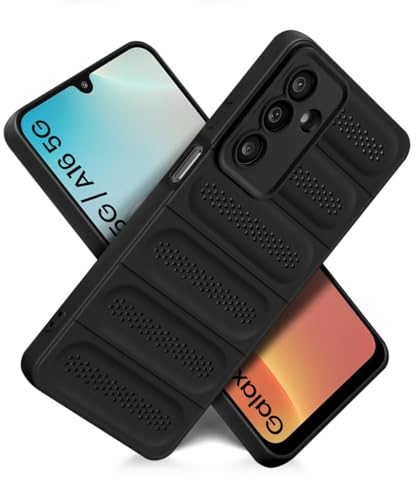 Image of WOW IMAGINE Ultimate Silicone Back Cover Case for Samsung Galaxy M16 5G | Galaxy F16 5G | Heat Dissipation Thin Soft TPU | 360 Camera Protection | Breathable Cooling Holes - Pitch Black